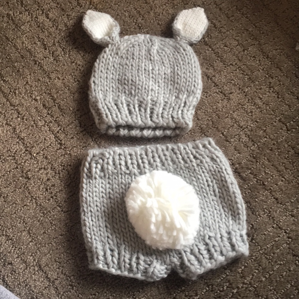 Newborn photoshoot knitted bunny set